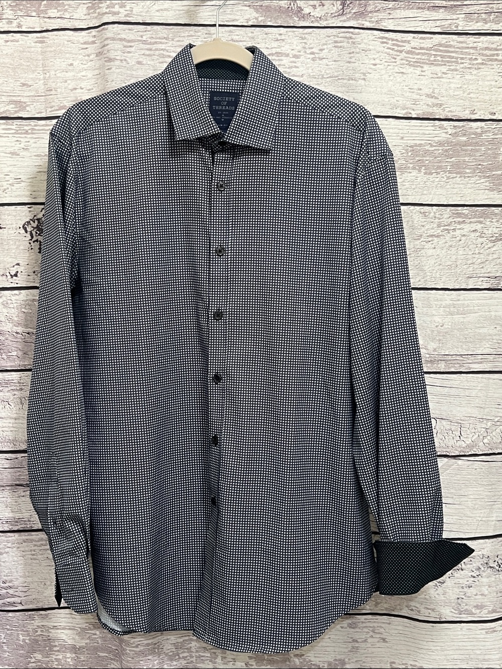 Society Of Threads Navy and White Slim Fit shirt size M